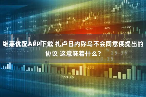 维嘉优配APP下载 扎卢日内称乌不会同意俄提出的协议 这意味着什么？