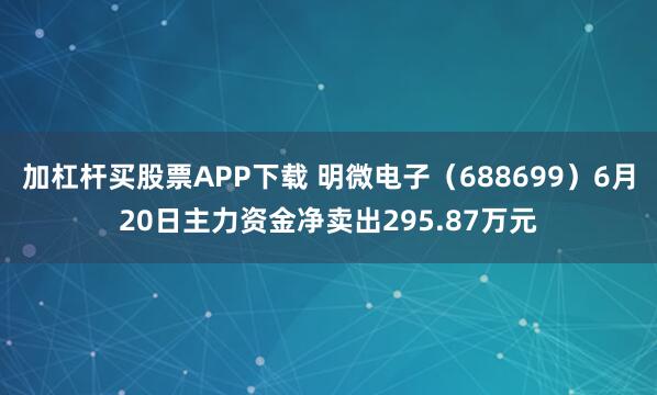 加杠杆买股票APP下载 明微电子（688699）6月20日主力资金净卖出295.87万元